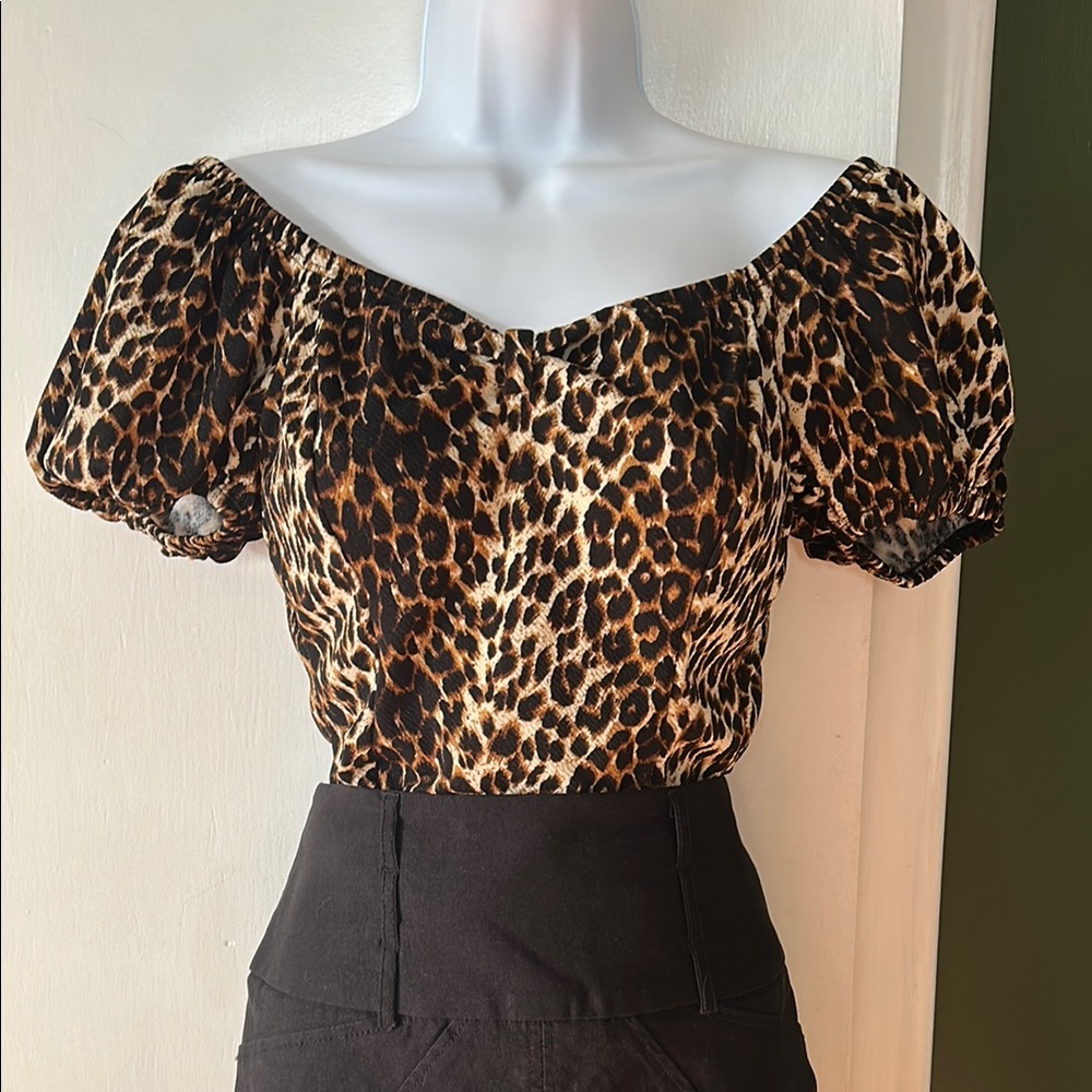Vixen by Micheline Pitt Leopard Powder Puff Top